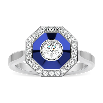 Blacklock Brilliance 40 Diamond and Enamel ring in Platinum — top view
