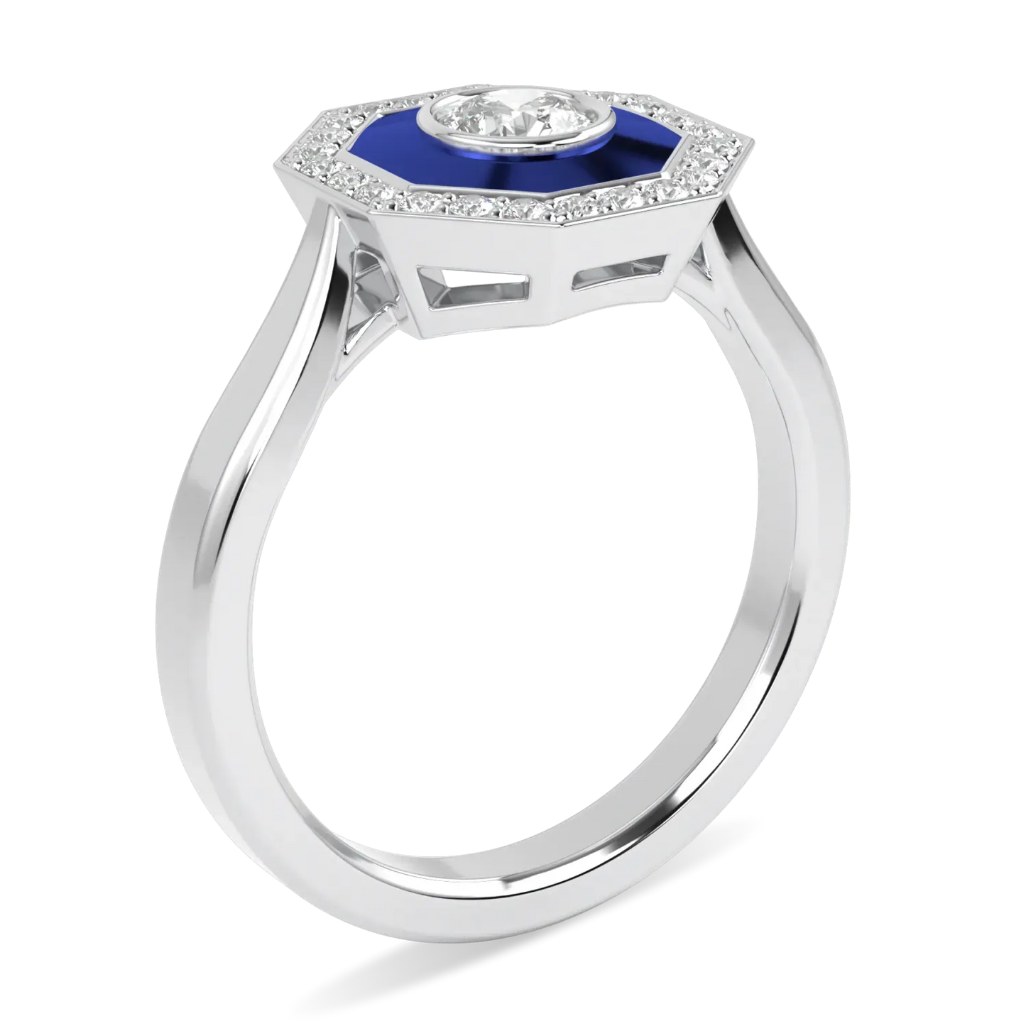 Platinum Diamond Enamel ring from Blacklock's Brilliance 40 collection — detail view