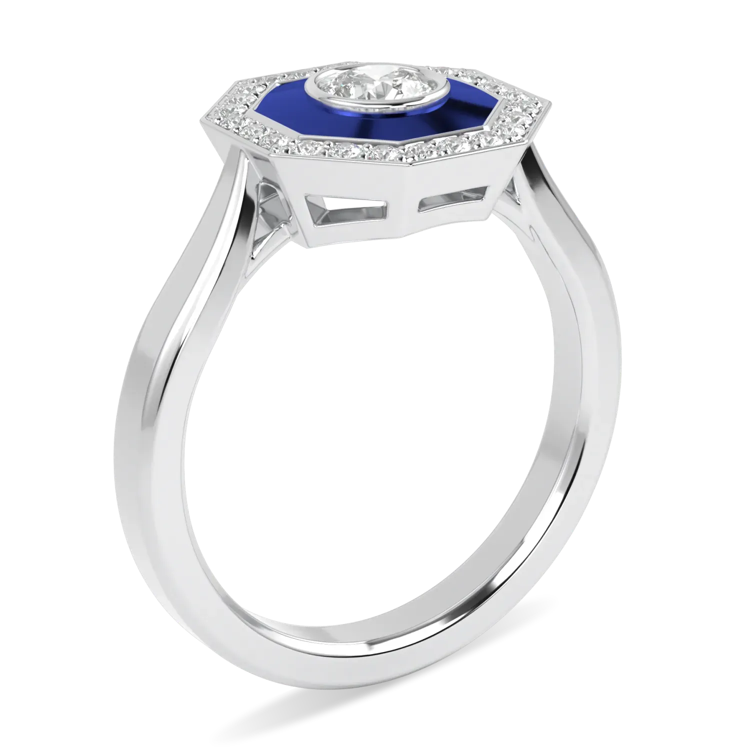Platinum Diamond Enamel ring from Blacklock's Brilliance 40 collection — detail view