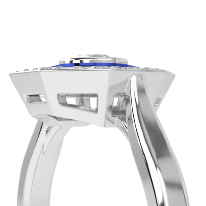 Brilliance 40 collection ring featuring Diamond and Enamel set in Platinum, Blacklock Jewellery — worn view