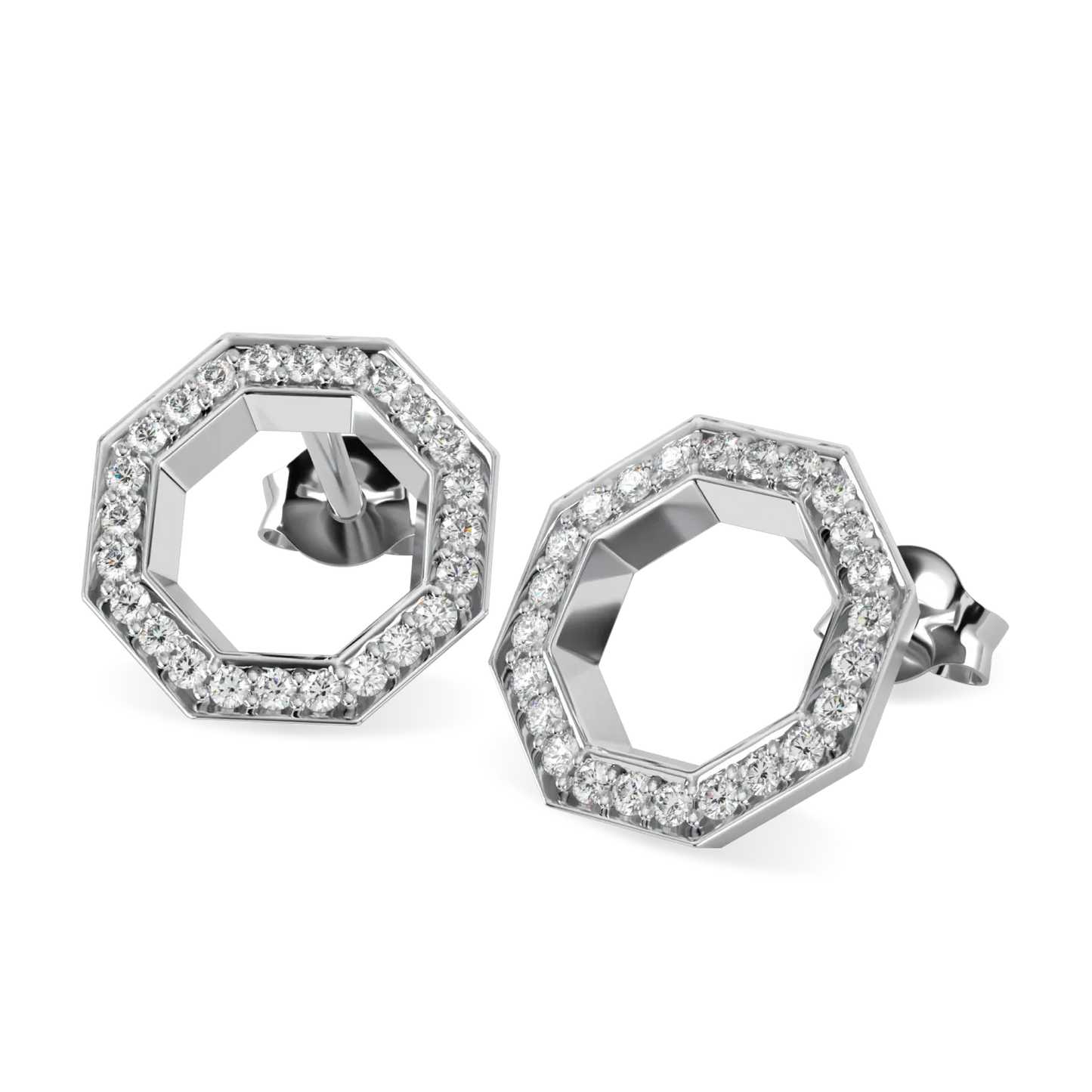 Brilliance 40 Platinum Diamond Octagonal Empty Halo Earrings by Blacklock Jewellery, Brilliance collection