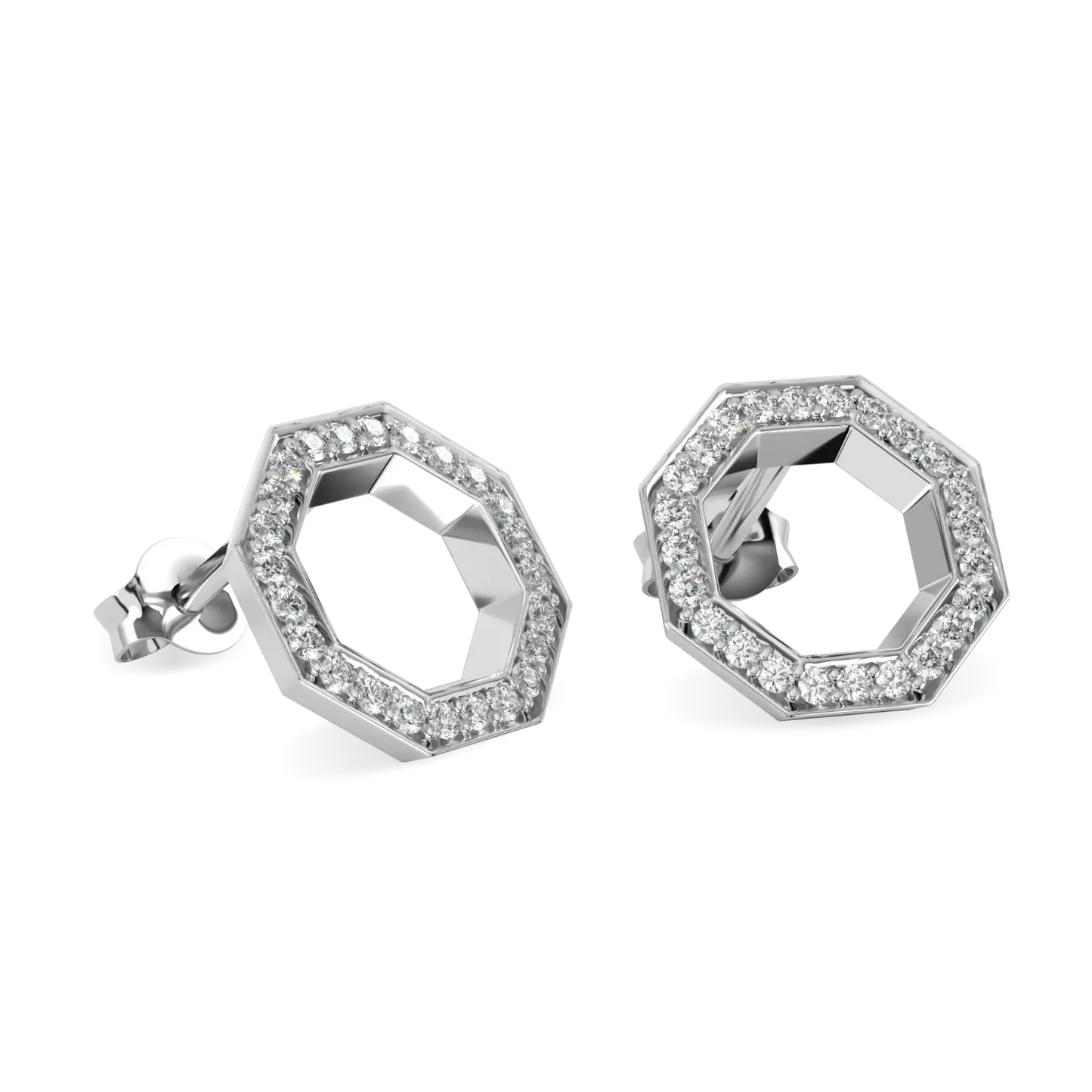 Platinum Diamond halo earrings from Blacklock's Brilliance 40 collection — detail view