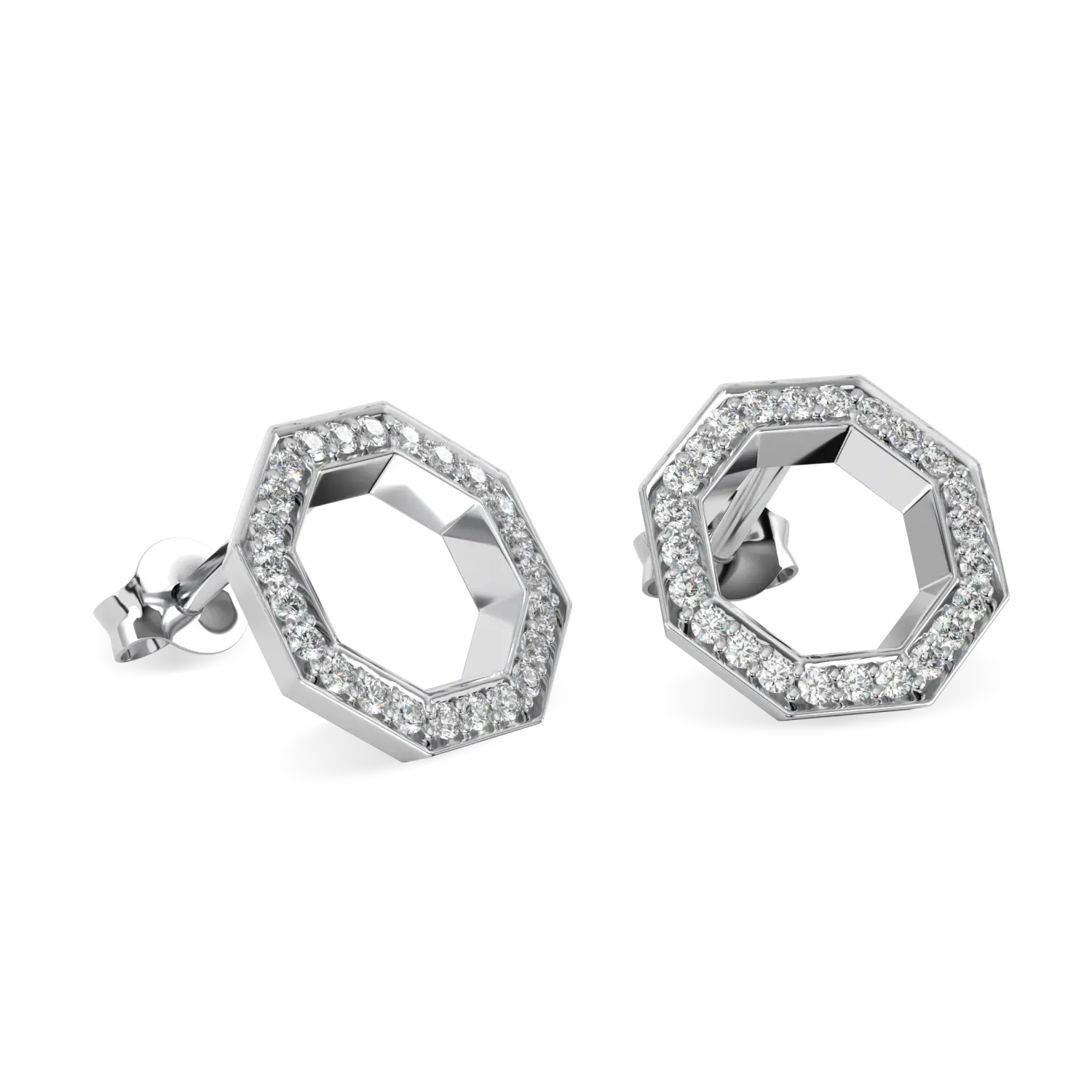 Platinum Diamond halo earrings from Blacklock's Brilliance 40 collection — detail view