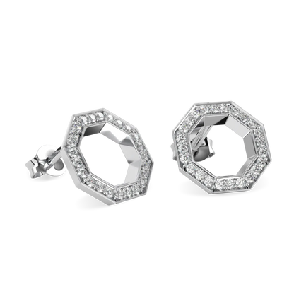 Platinum Diamond halo earrings from Blacklock's Brilliance 40 collection — detail view