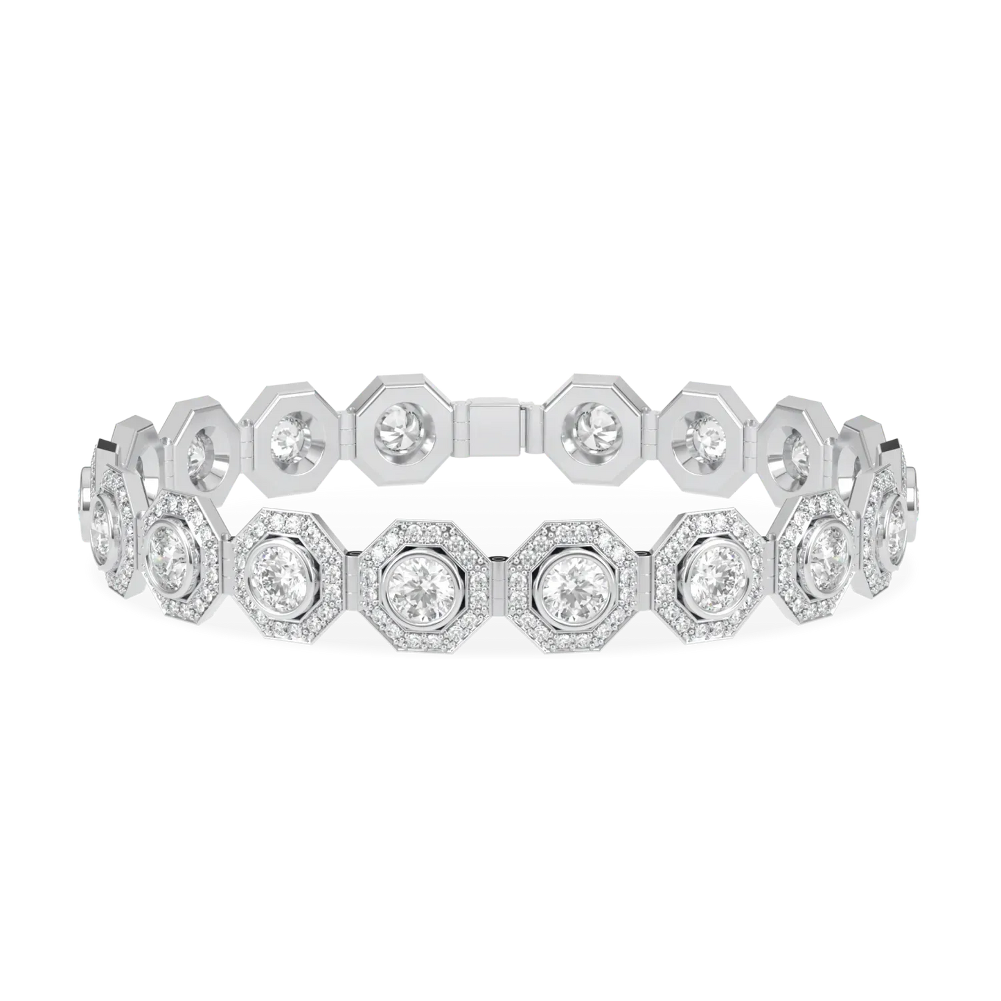 Brilliance 40 collection diamond halo bracelet in Platinum, Blacklock Jewellery