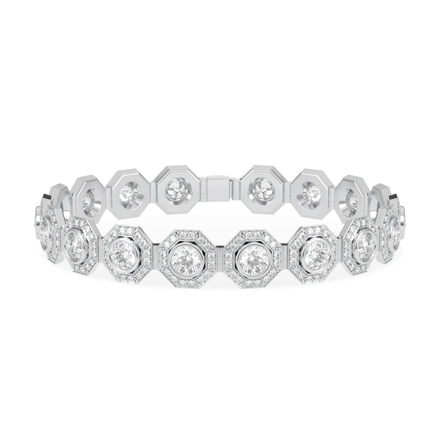 Brilliance 40 collection diamond halo bracelet in Platinum, Blacklock Jewellery