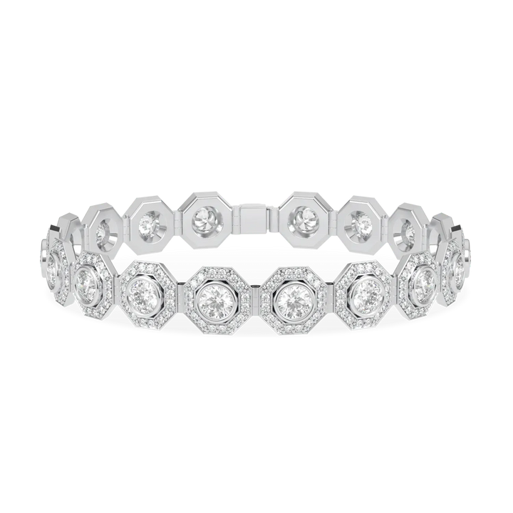 Brilliance 40 Platinum Diamond Octagonal Halo Bracelet