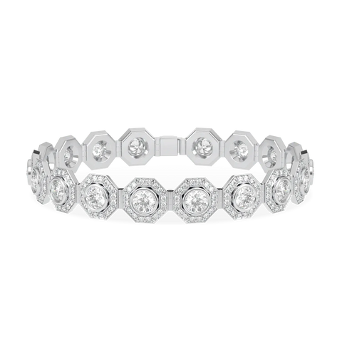 Brilliance 40 Platinum Diamond Octagonal Halo Bracelet