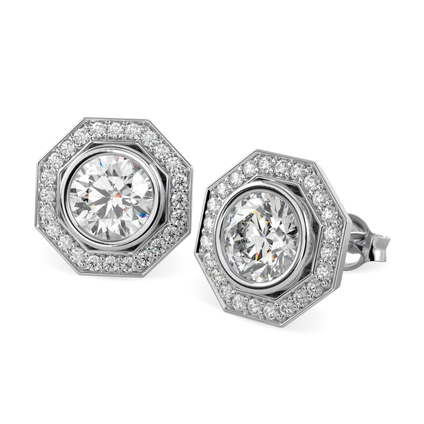 Blacklock Brilliance 40 diamond halo earrings in Platinum
