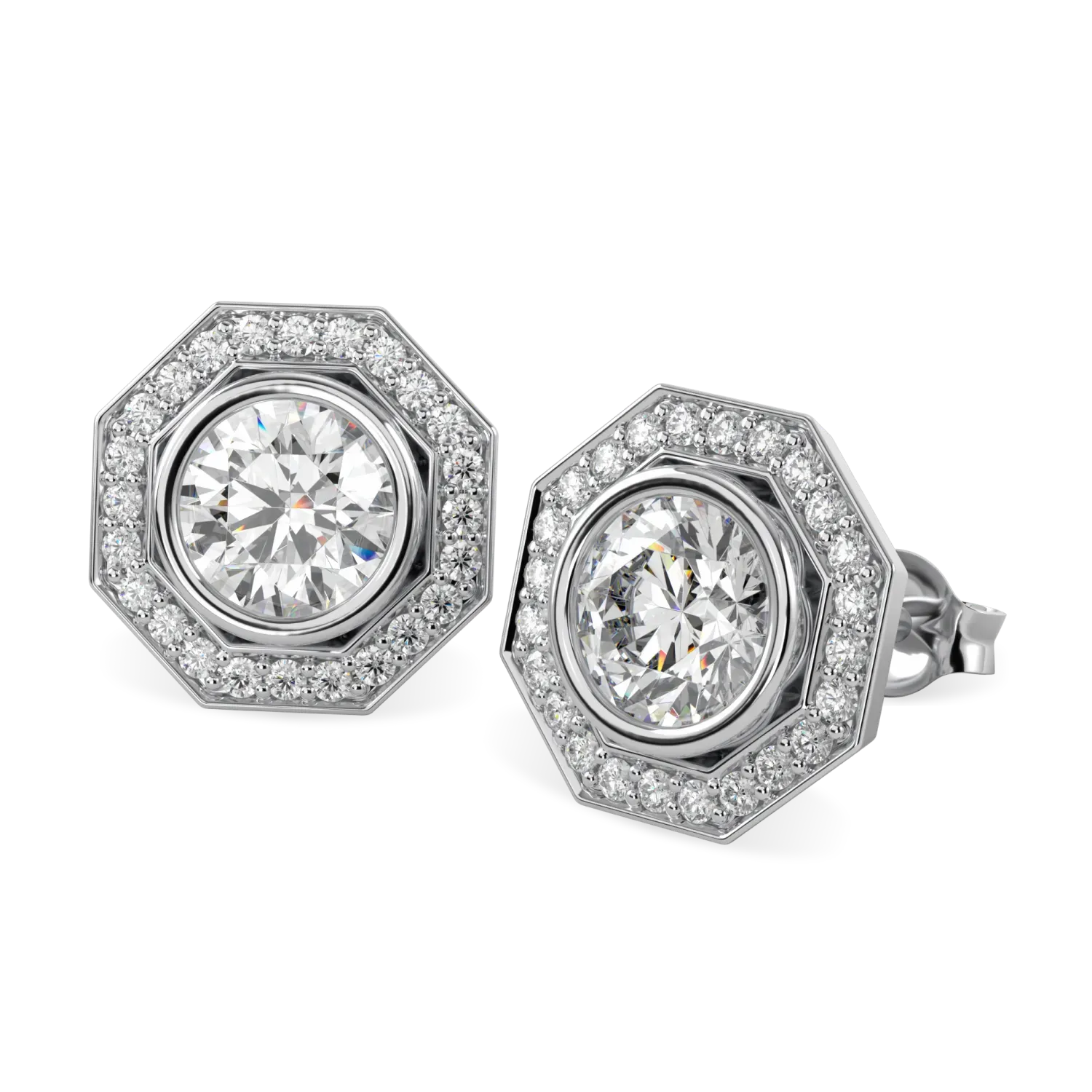 Blacklock Brilliance 40 diamond halo earrings in Platinum