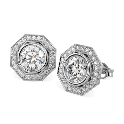 Blacklock Brilliance 40 diamond halo earrings in Platinum