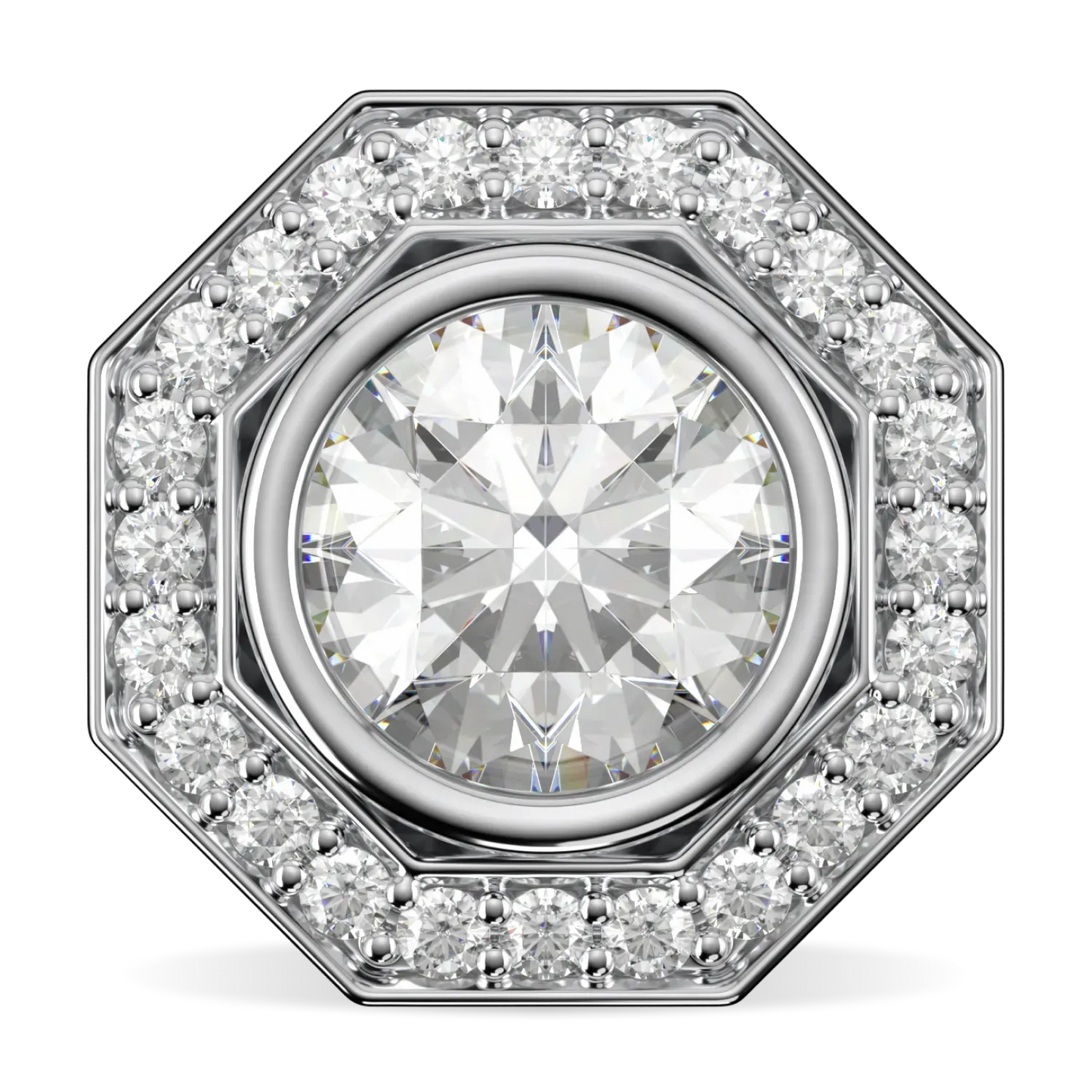 Platinum Diamond halo earrings from Blacklock's Brilliance 40 collection — front on view