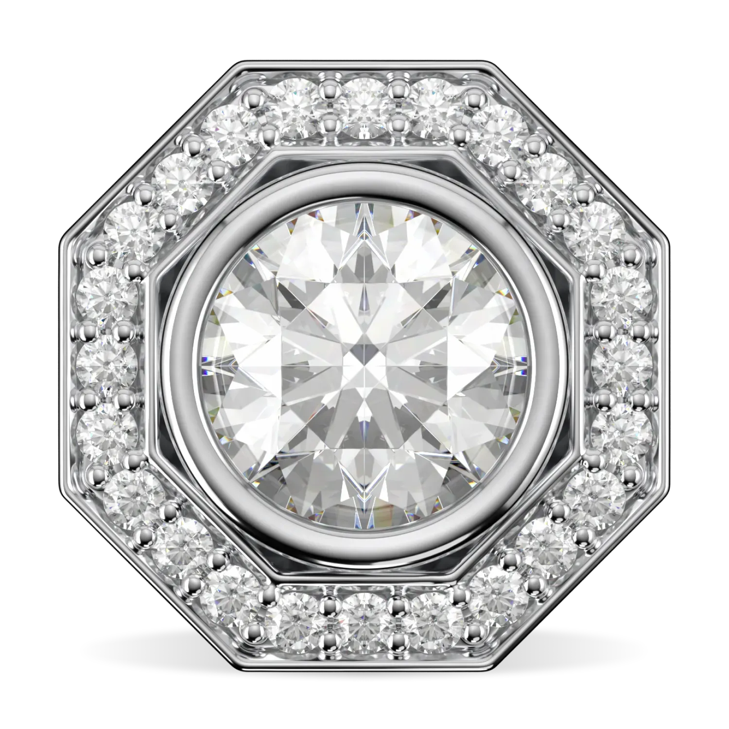 Platinum Diamond halo earrings from Blacklock's Brilliance 40 collection — front on view
