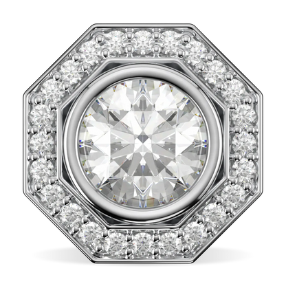 Platinum Diamond halo earrings from Blacklock's Brilliance 40 collection — front on view