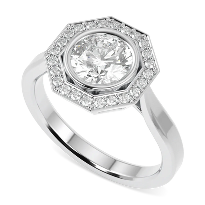 Handcrafted Platinum Diamond halo ring by Blacklock, Brilliance 40 collection