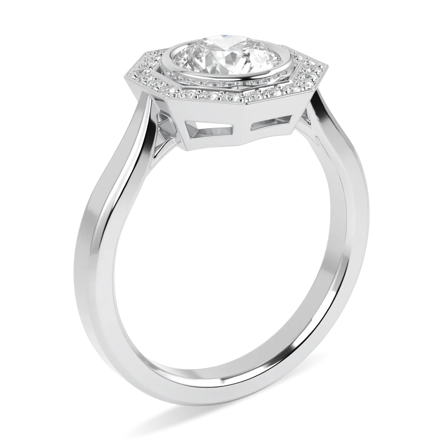 Blacklock Brilliance 40 diamond halo ring in Platinum — through finger view