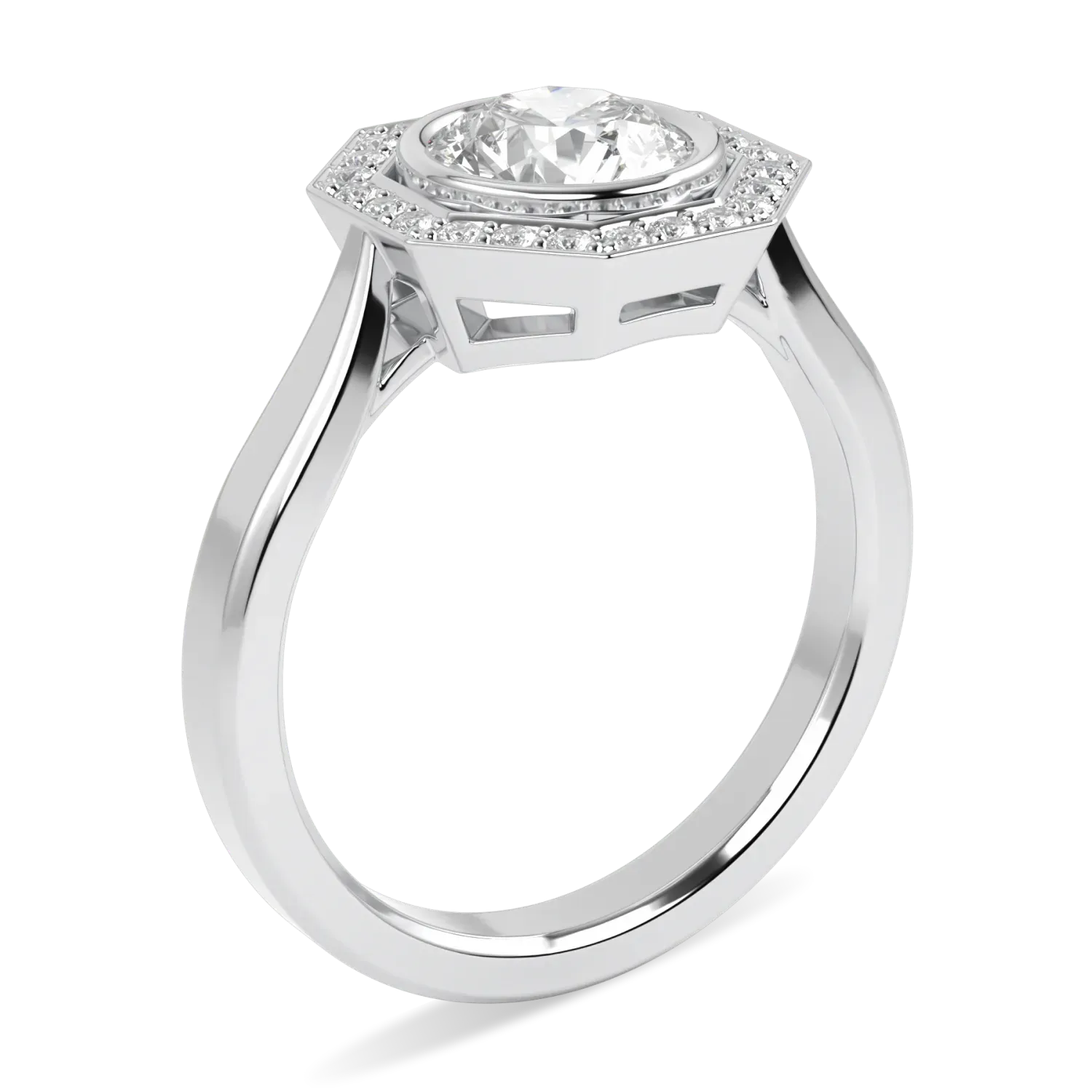 Blacklock Brilliance 40 diamond halo ring in Platinum — through finger view