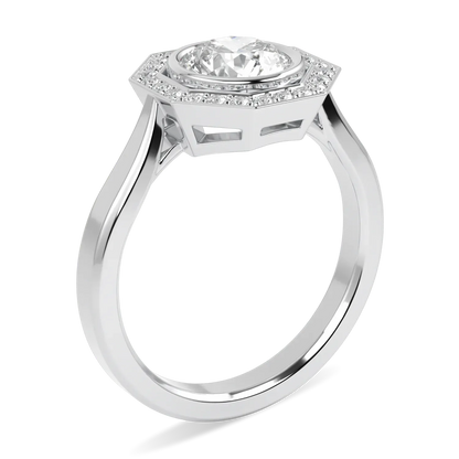 Blacklock Brilliance 40 diamond halo ring in Platinum — through finger view