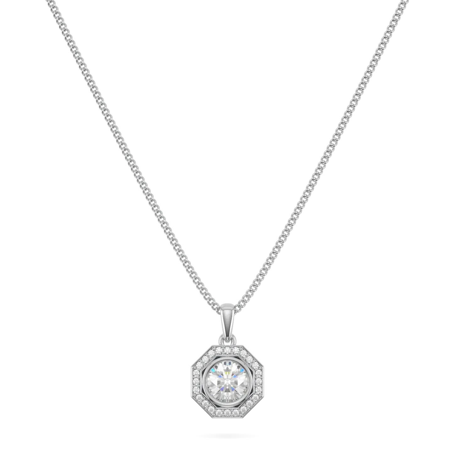 Brilliance 40 collection pendant featuring Diamond set in Platinum, Blacklock Jewellery — front on view