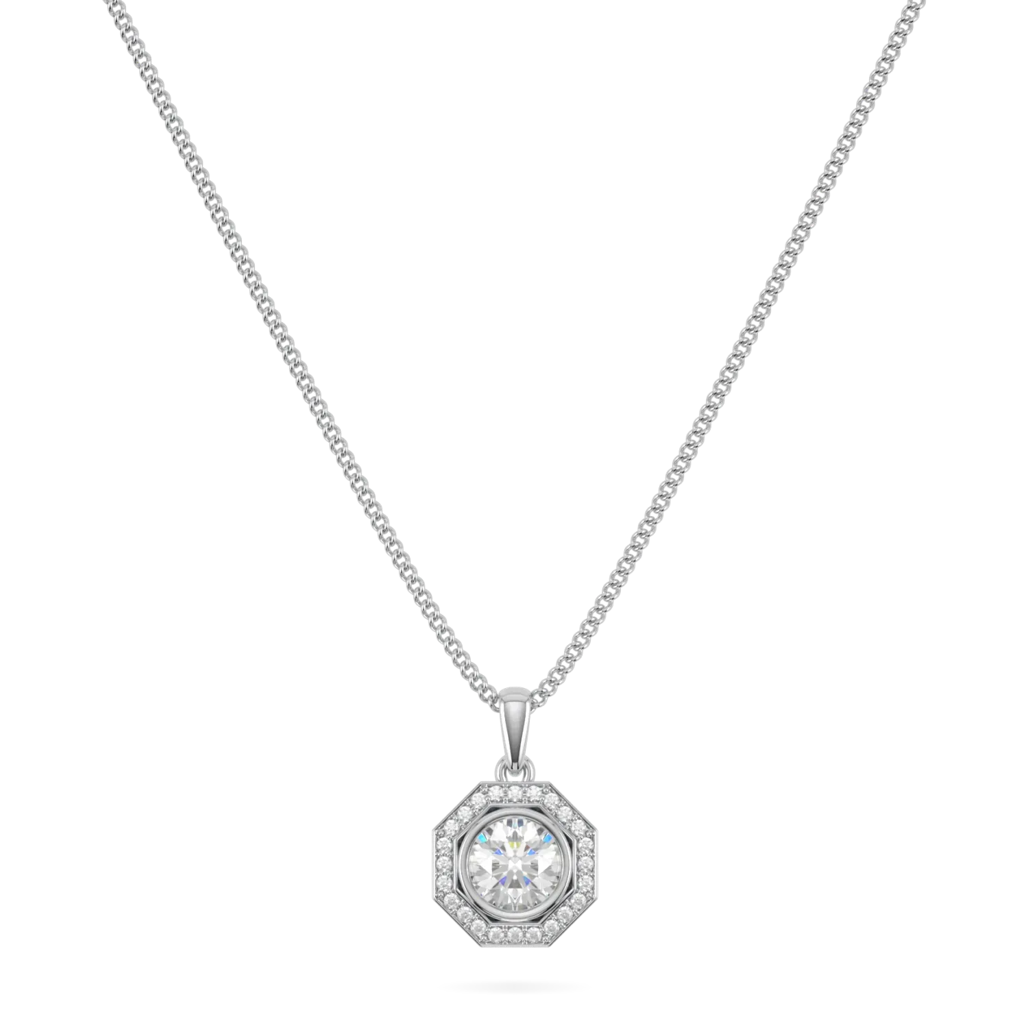 Brilliance 40 collection pendant featuring Diamond set in Platinum, Blacklock Jewellery — front on view