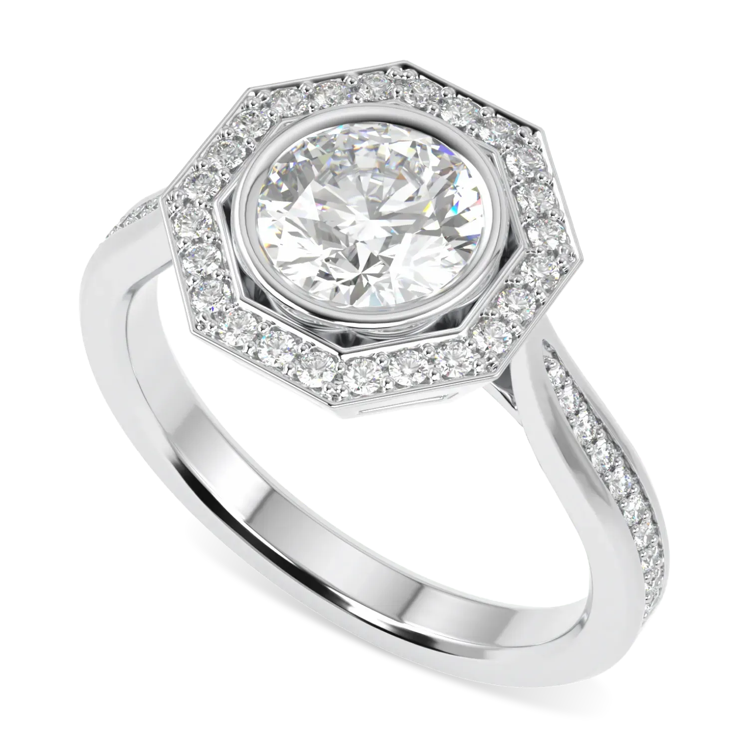Blacklock Brilliance 40 halo ring in Platinum with Diamond