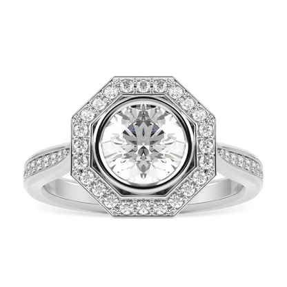 Platinum Diamond octagonal halo ring from Blacklock's Brilliance range — top view