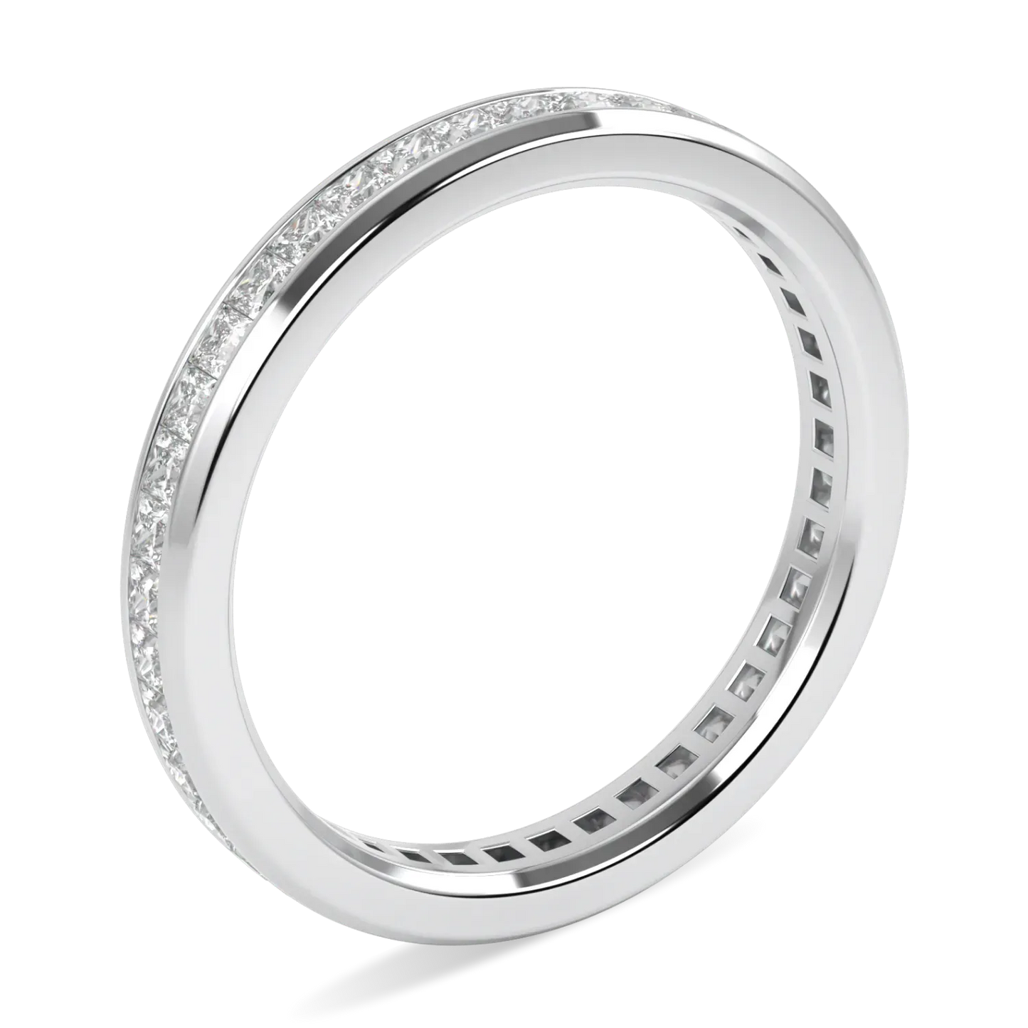 Platinum Full Diamond band from Blacklock's Brilliance 40 collection — through finger view