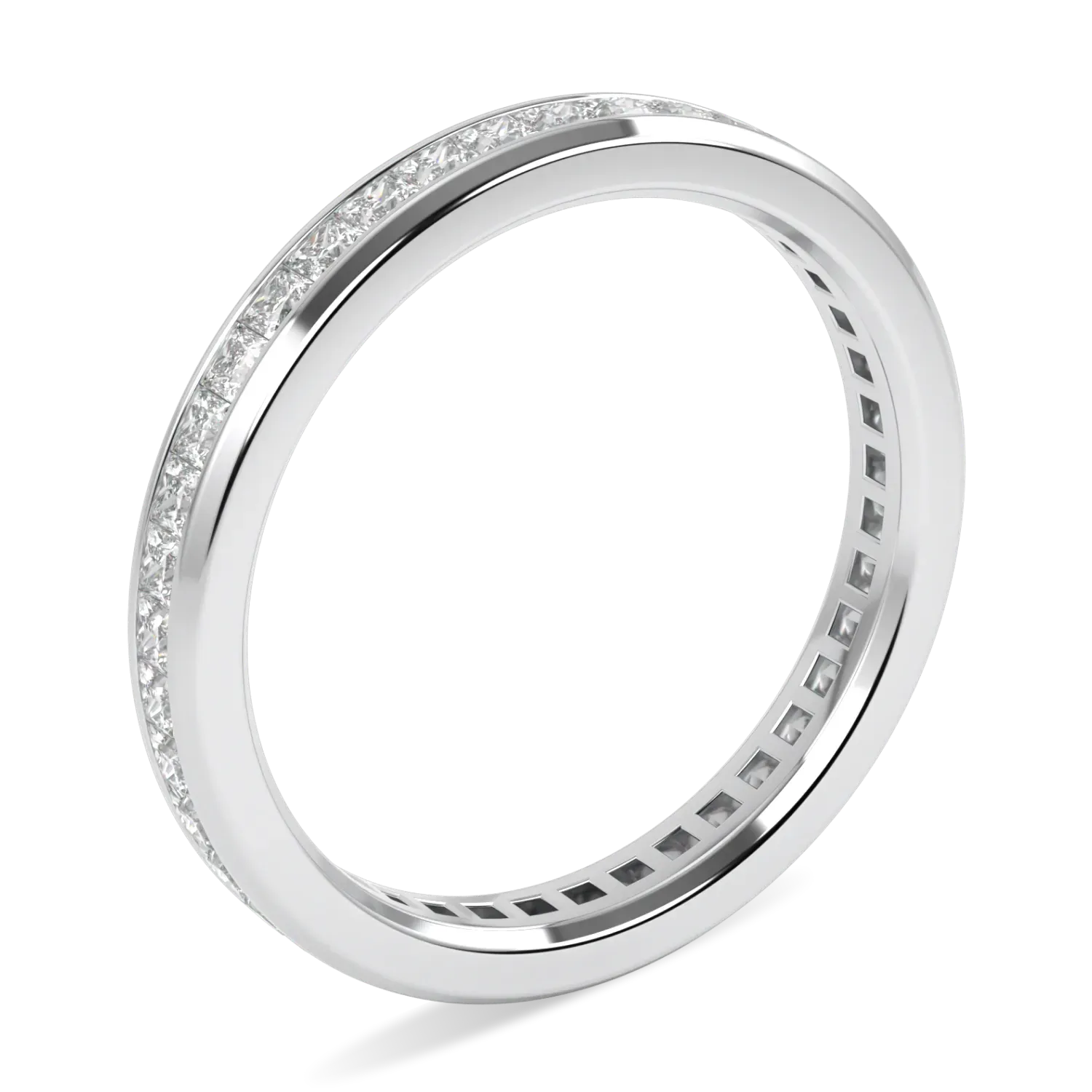 Platinum Full Diamond band from Blacklock's Brilliance 40 collection — through finger view