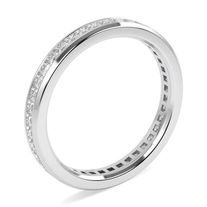 Platinum Full Diamond band from Blacklock's Brilliance 40 collection — through finger view