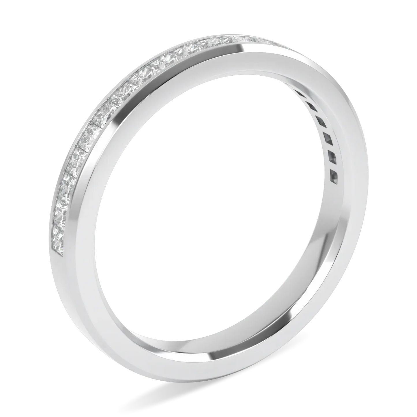 Brilliance 40 Platinum Half Diamond Band by Blacklock Jewellery, Brilliance 40 collection — through finger view