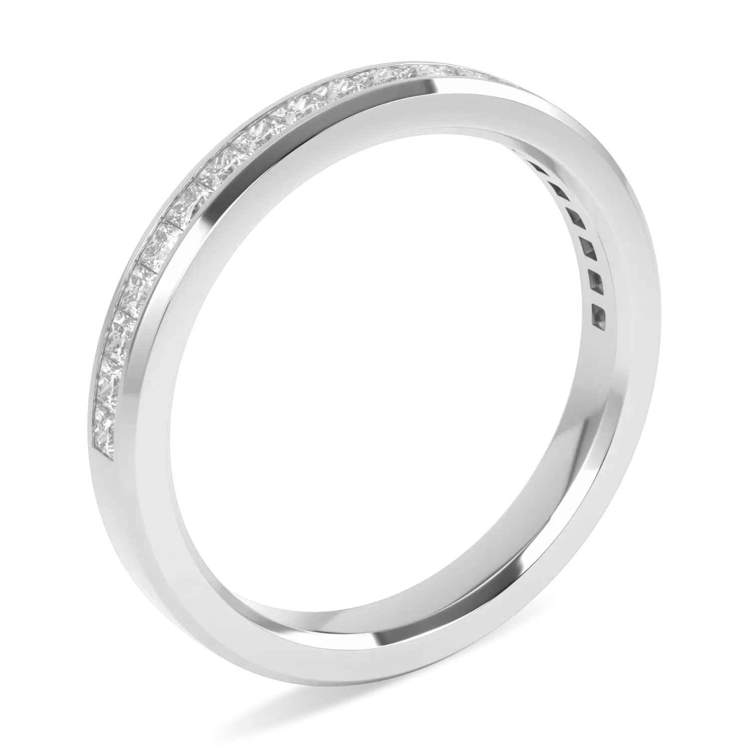 Brilliance 40 Platinum Half Diamond Band by Blacklock Jewellery, Brilliance 40 collection — through finger view
