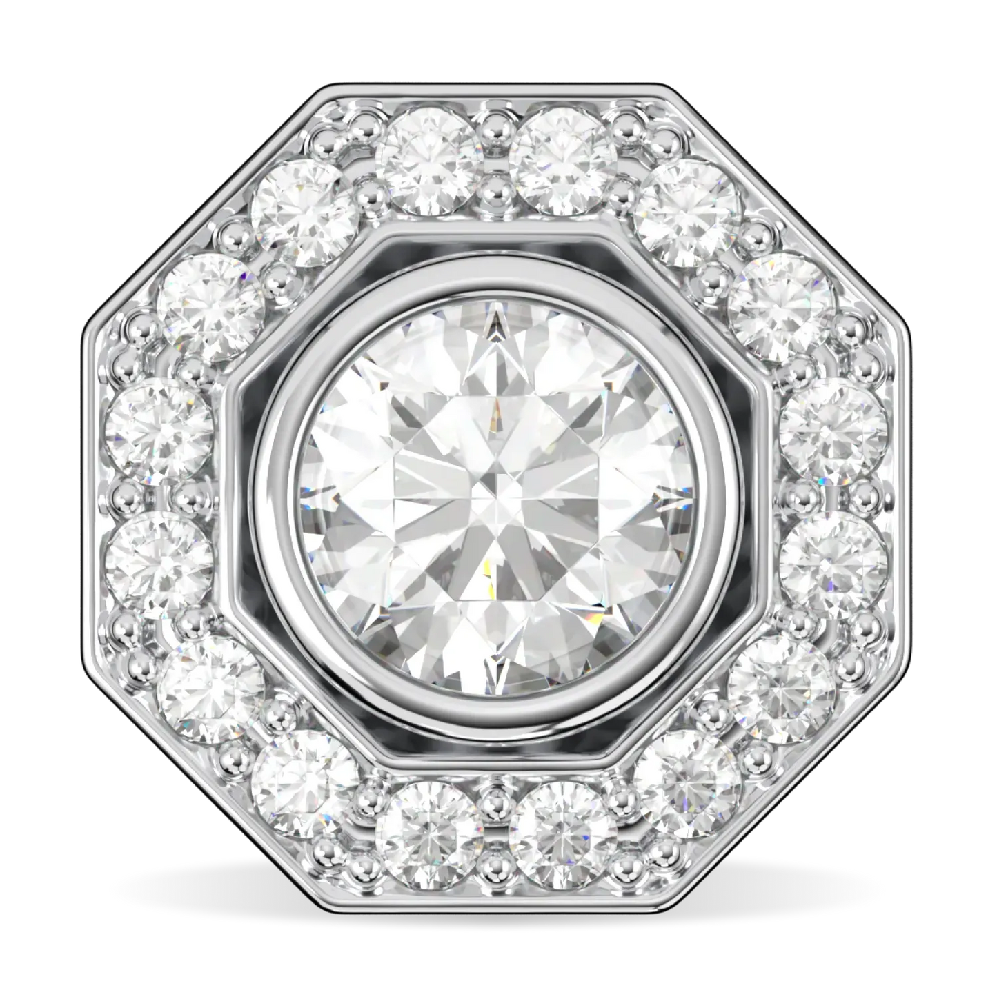 Handcrafted Platinum and Diamond earrings by Blacklock, Brilliance 40 collection — straight on view