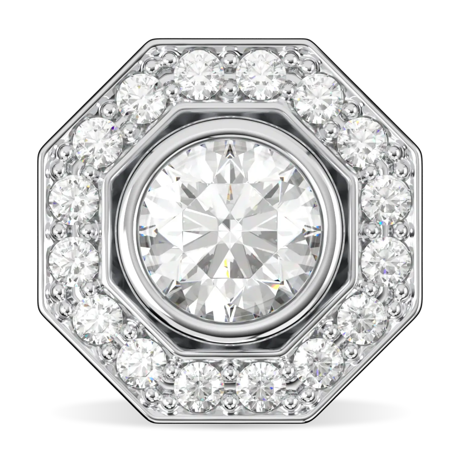 Handcrafted Platinum and Diamond earrings by Blacklock, Brilliance 40 collection — straight on view