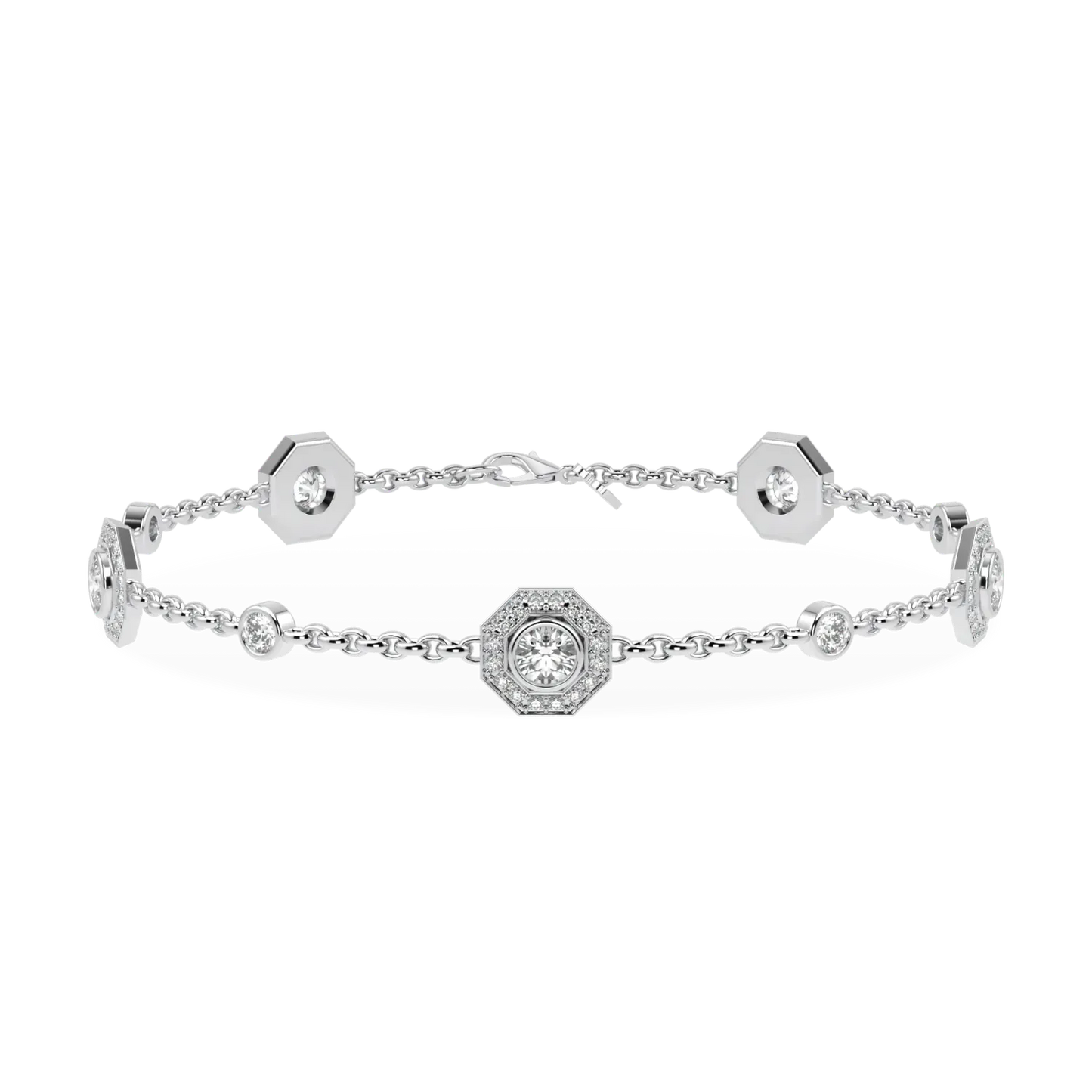 Handcrafted 18ct White Gold diamond halo bracelet by Blacklock, Brilliance 40 collection