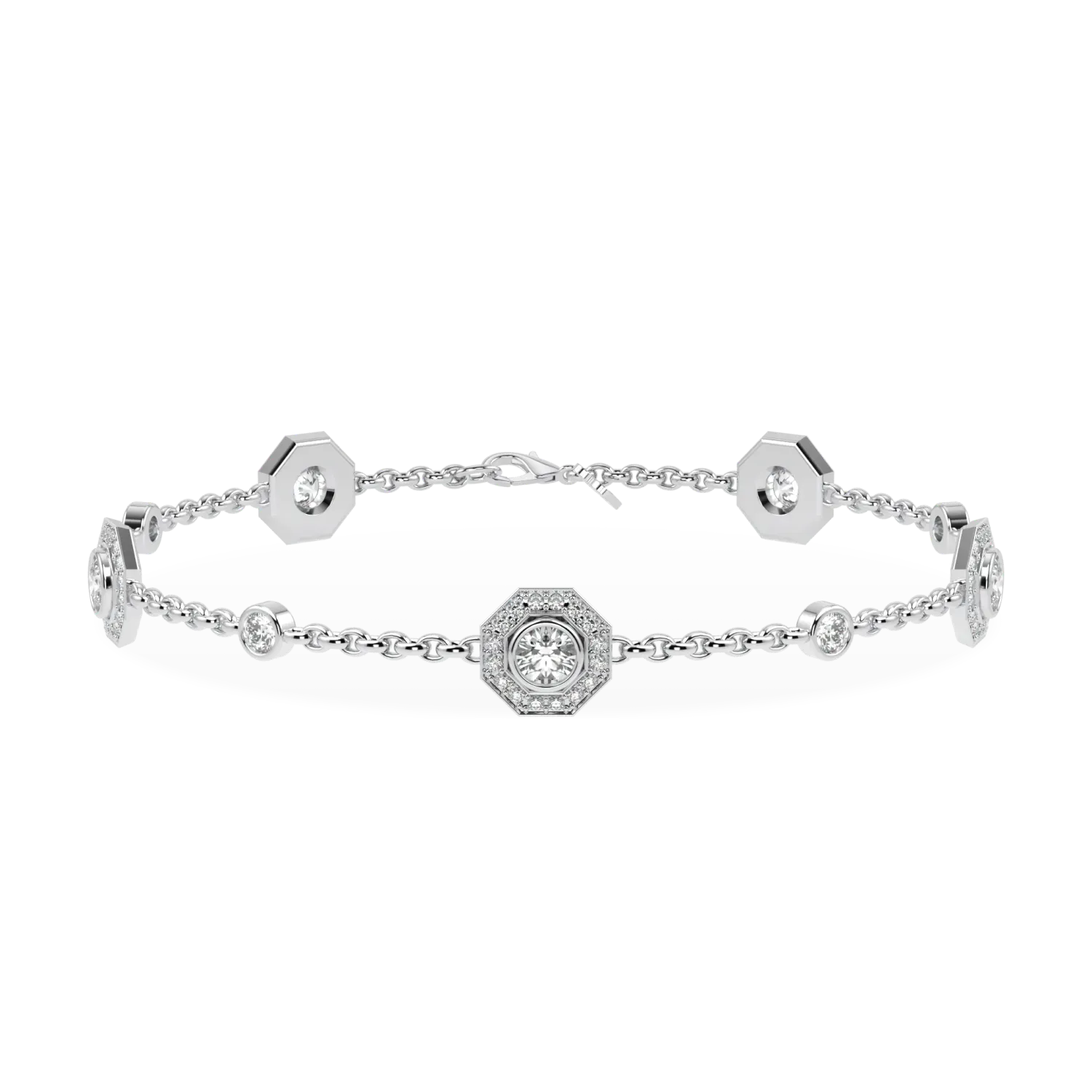 Handcrafted 18ct White Gold diamond halo bracelet by Blacklock, Brilliance 40 collection
