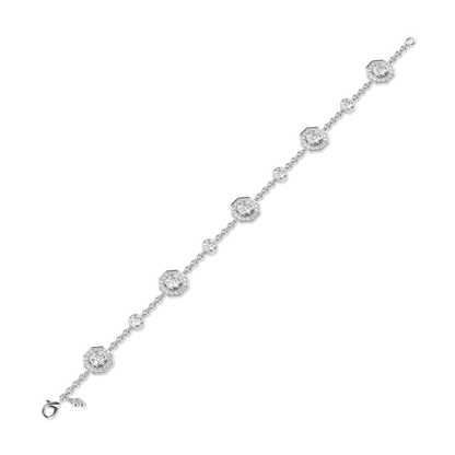 Small White Gold Diamond Octagonal Halo Bracelet by Blacklock Jewellery, Brilliance 40 collection — side view