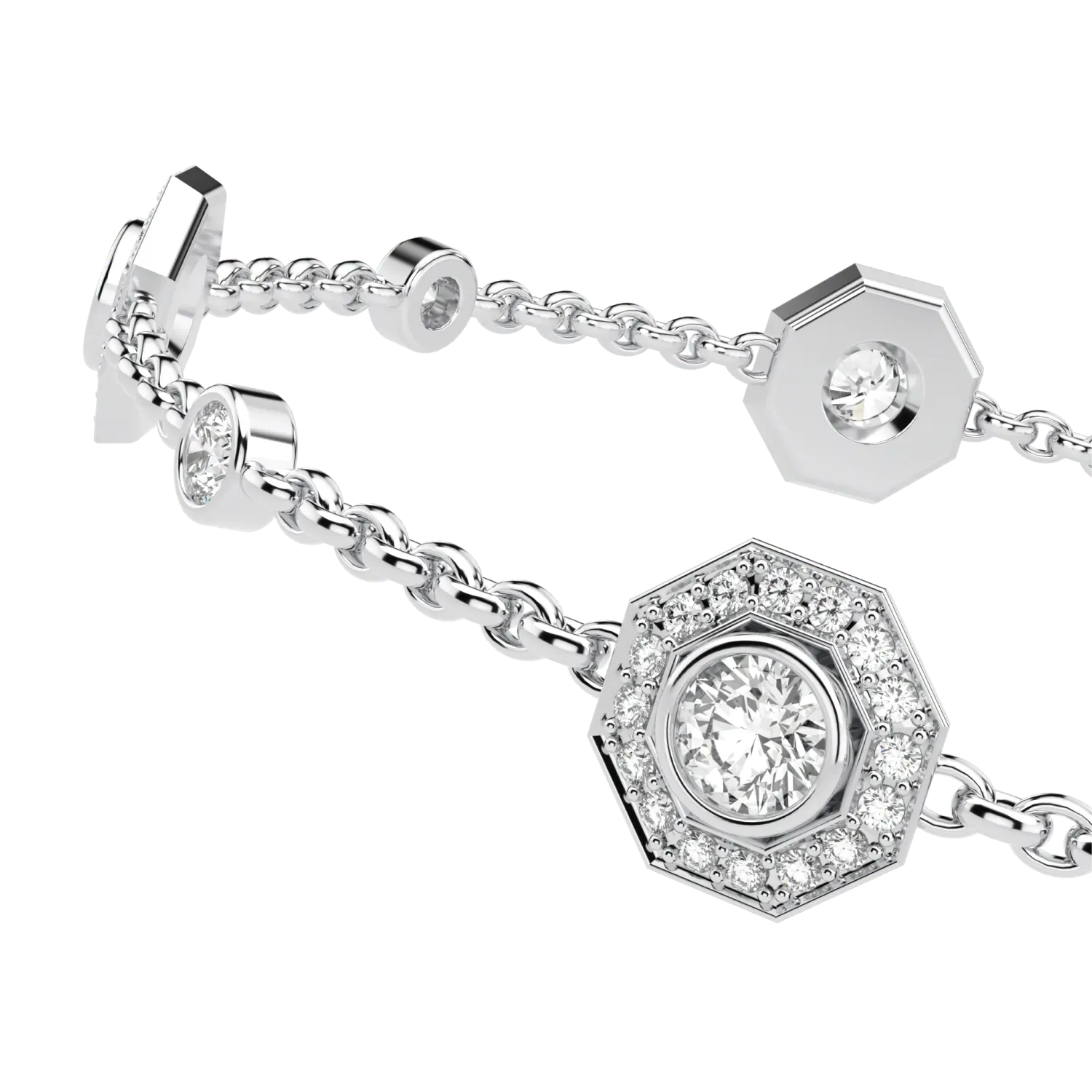 18ct White Gold Diamond bracelet from Blacklock's Brilliance 40 collection — detail view