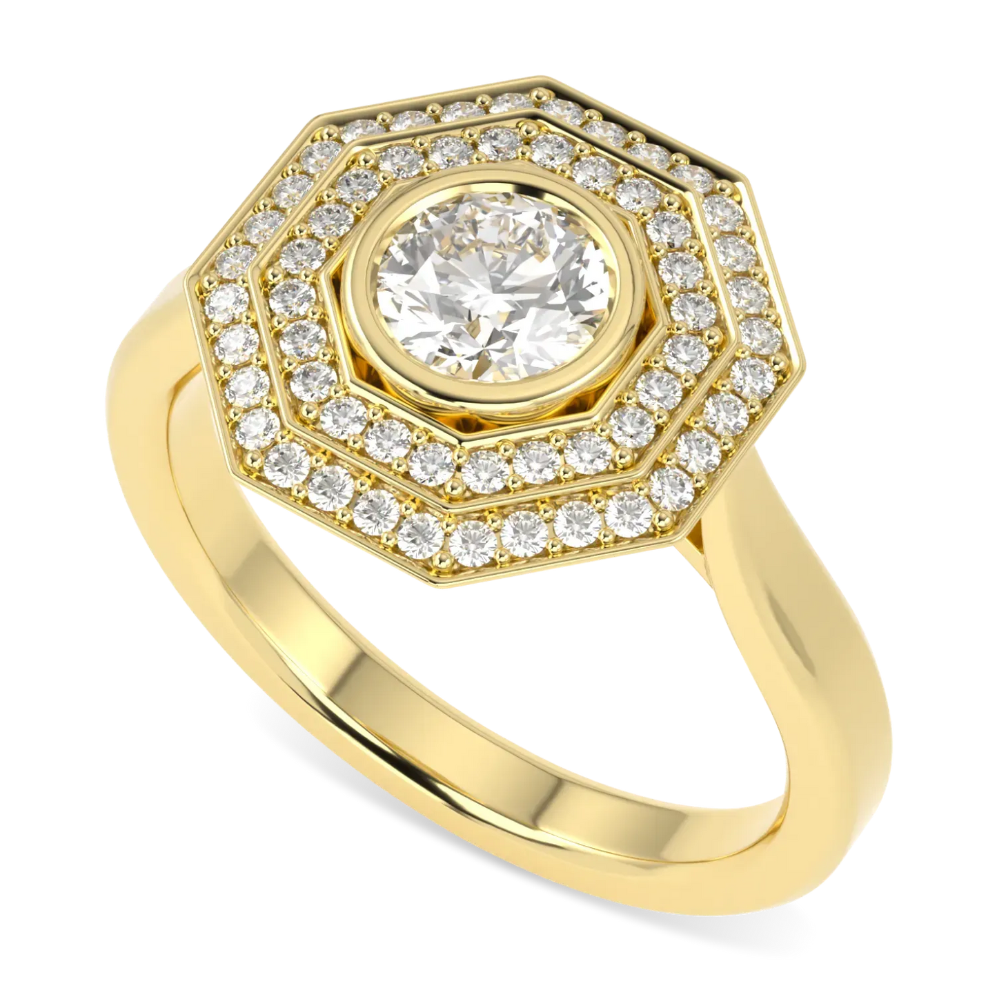 Blacklock Brilliance 40 double halo diamond ring in 18ct Yellow Gold