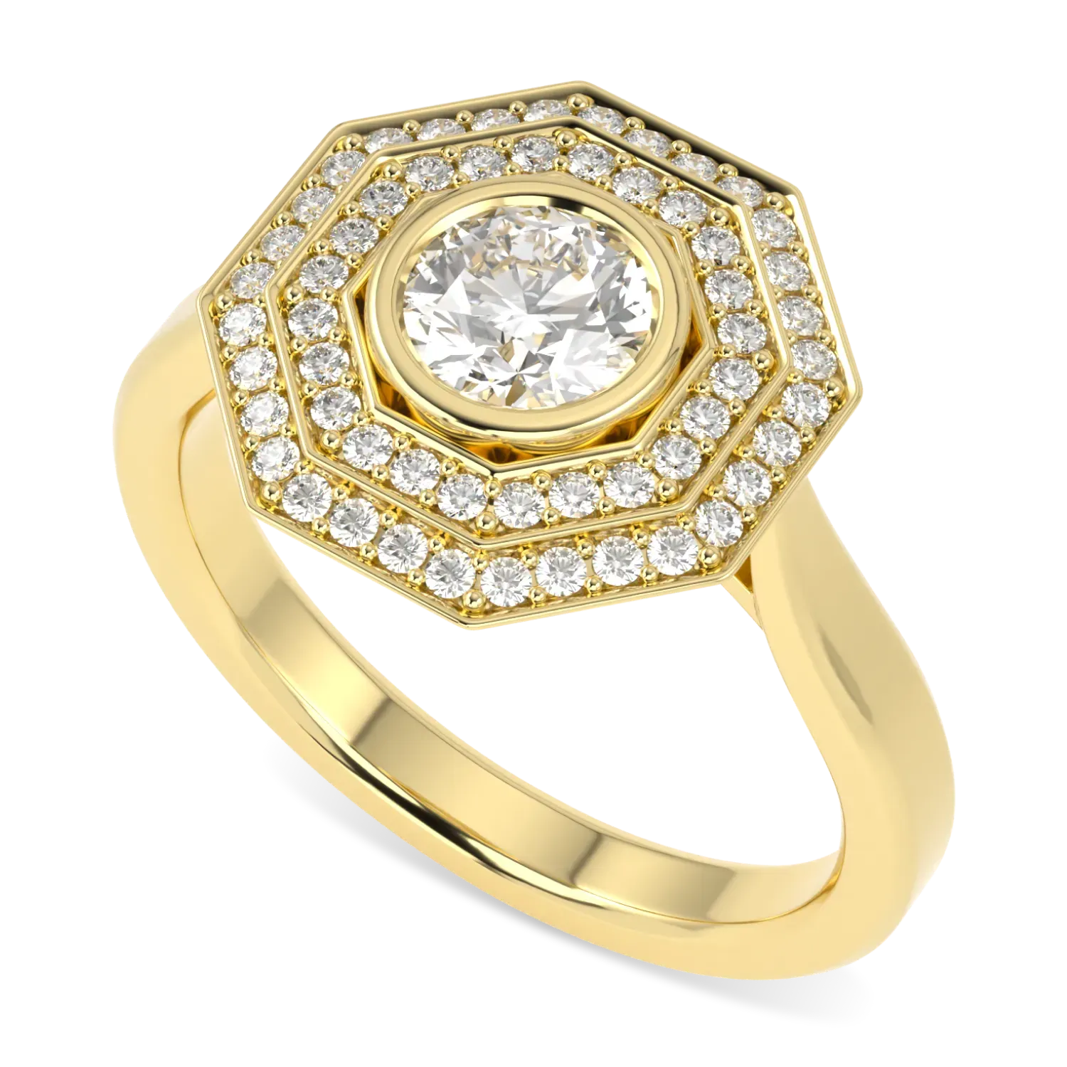 Blacklock Brilliance 40 double halo diamond ring in 18ct Yellow Gold