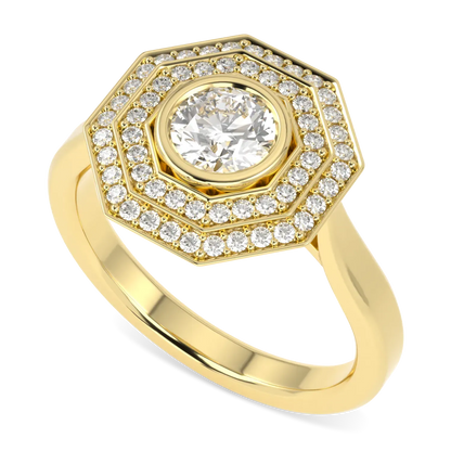 Blacklock Brilliance 40 double halo diamond ring in 18ct Yellow Gold