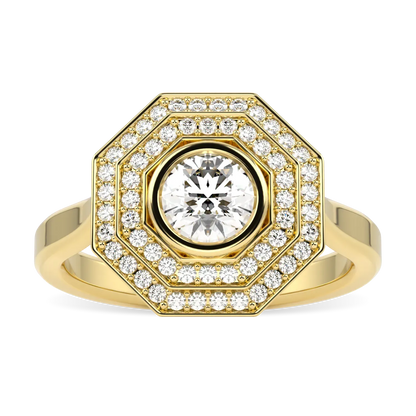 18ct Yellow Gold Diamond double halo ring from Blacklock's Brilliance 40 collection — top view