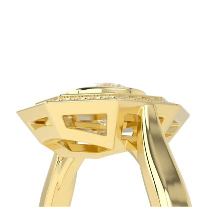 Brilliance 40 18ct Yellow Gold Diamond Double Octagonal Halo Ring by Blacklock Jewellery, Brilliance 40 collection — alternate angle