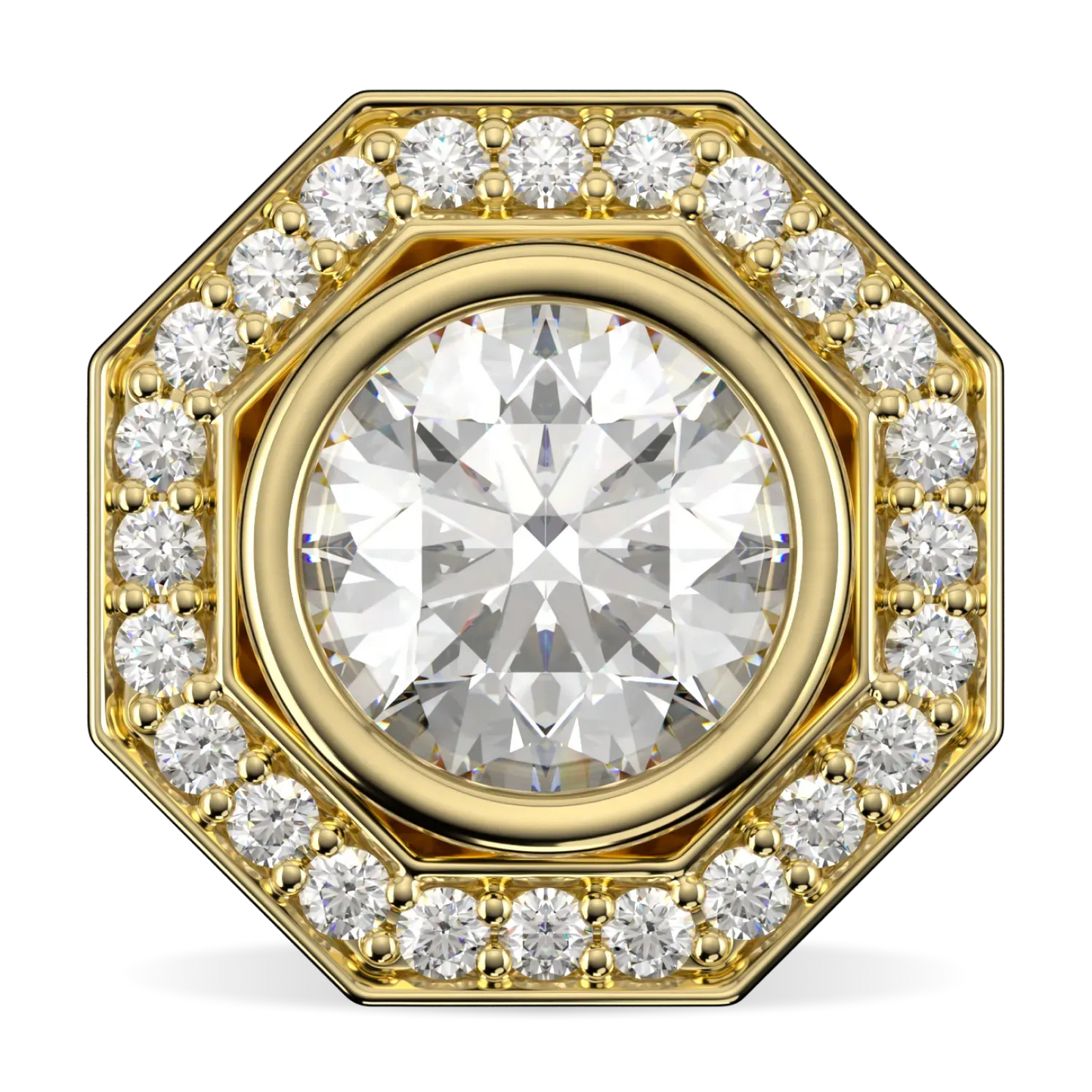 Handcrafted 18ct Yellow Gold diamond halo earrings by Blacklock, Brilliance 40 collection — front on view