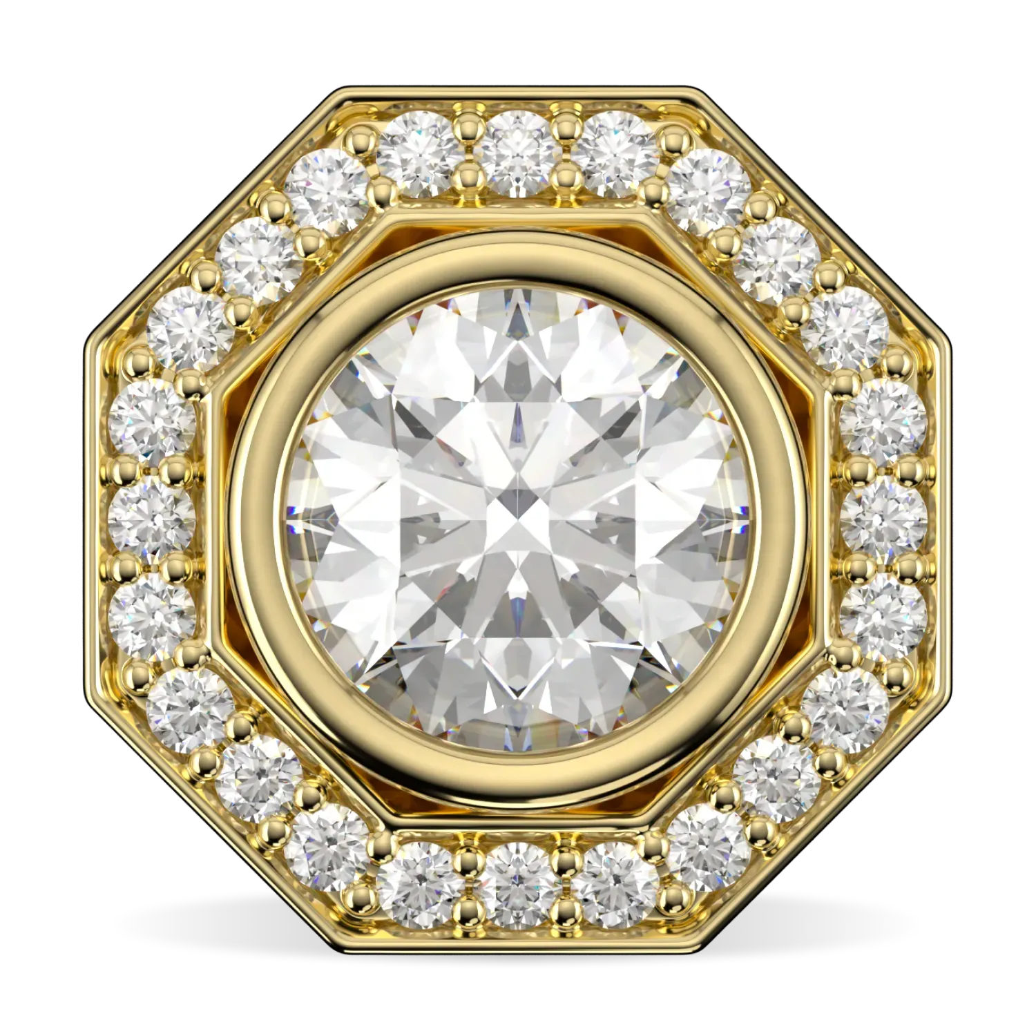 Handcrafted 18ct Yellow Gold diamond halo earrings by Blacklock, Brilliance 40 collection — front on view