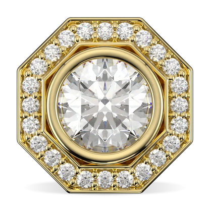 Handcrafted 18ct Yellow Gold diamond halo earrings by Blacklock, Brilliance 40 collection — front on view