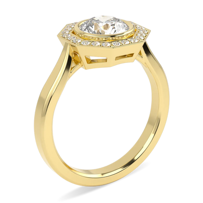Blacklock Brilliance 40 diamond halo ring in 18ct Yellow Gold — through finger view