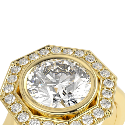 18ct Yellow Gold Diamond halo ring from Blacklock's Brilliance 40 collection — detail view