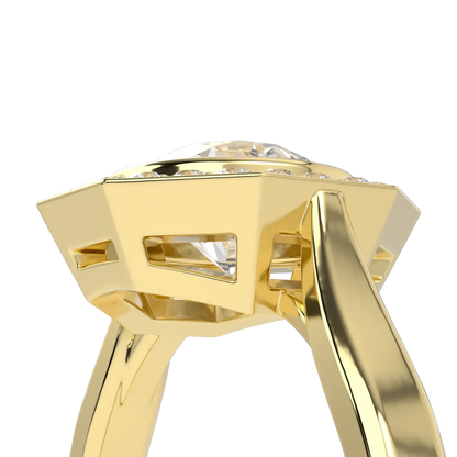 Brilliance 40 collection ring featuring Diamonds set in 18ct Yellow Gold octagonal halo, Blacklock Jewellery — alternate angle