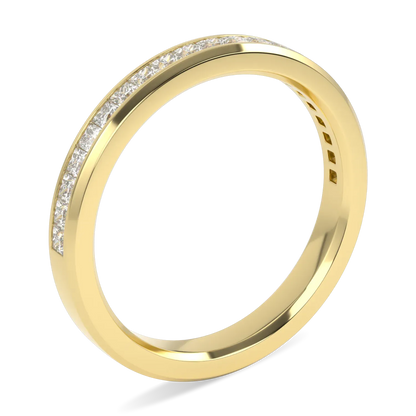 Brilliance 40 collection half diamond band in 18ct Yellow Gold, Blacklock Jewellery — through finger view