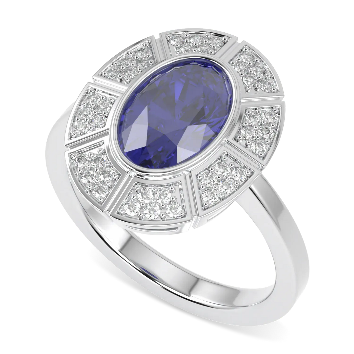 Sapphire Diamond Halo Ring by Blacklock Jewellery, Cipher collection